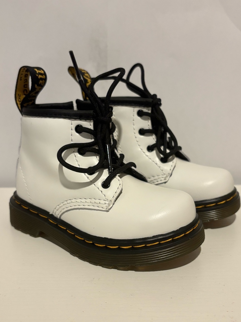 Dr. Martens Kids White Leather Boots